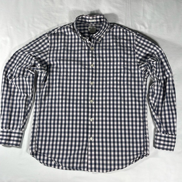 J. Crew mens navy white red plaid long sleeve button down shirt - size M - Picture 2 of 8